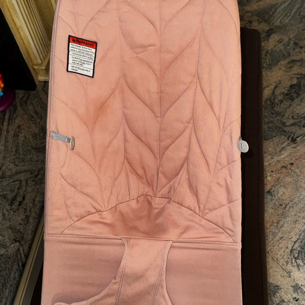 Pink Quilted Babybjorn Bouncer with extra cover.